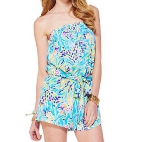 Lilly Pulitzer Colleen Romper in Sea Soirée - Picture 2 of 9